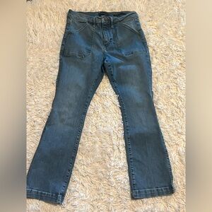 Banana Republic Women's Mid Rise Crop Flare Jeans in Blue size 28